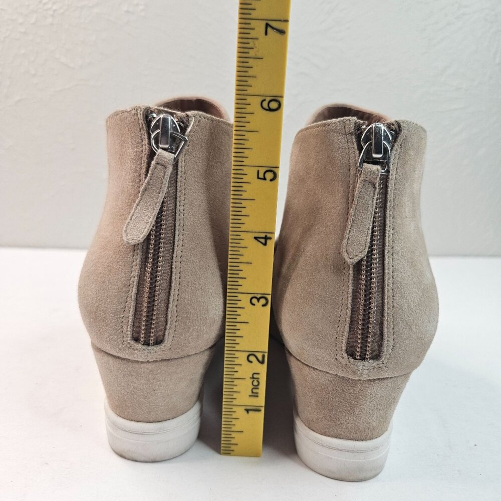 Paolo Linea Wedge Sneaker 10.5 Tan Suede Minimalist Perferated Casual Shoe Boots - Picture 5 of 12